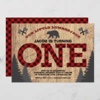 Rustic Lumberjack Buffalo Plaid First Birthday