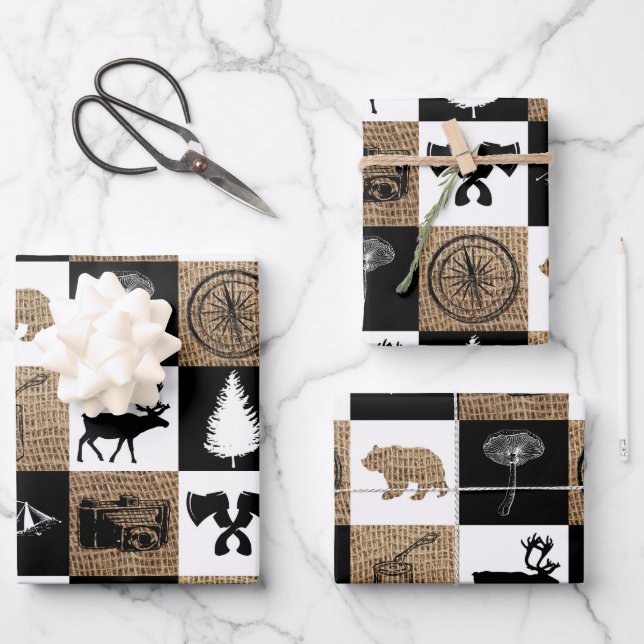 Rustic Lumberjack Camping Adventure  Wrapping Paper Sheet (Front)