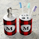 Rustic Lumberjack Red Black Buffalo Plaid Monogram