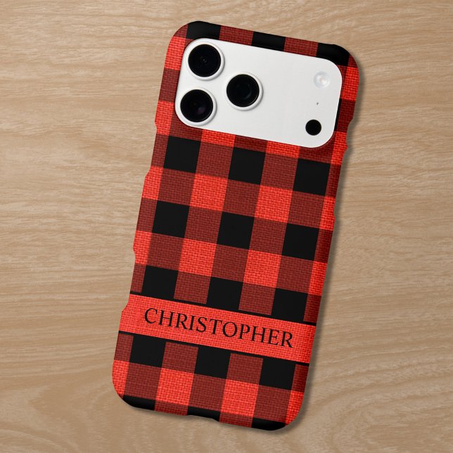Rustic Lumberjack Red Black Buffalo Plaid Name (Rustic Lumberjack Red Black Buffalo Plaid Name Case-Mate iPhone Case in situ)