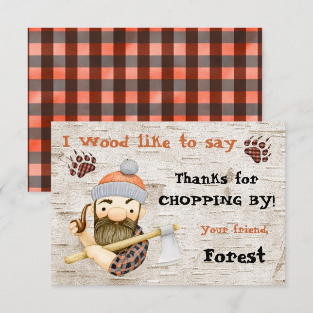 Rustic Lumberjack Thank you note cards (Front/Back)