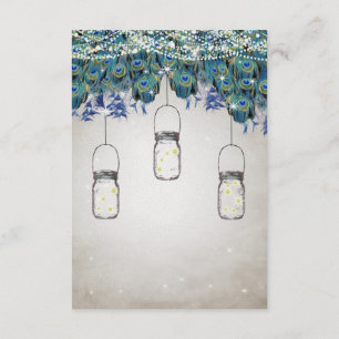 Rustic Luxe Mason Jar Navy Turquoise Peacock Enclosure Card