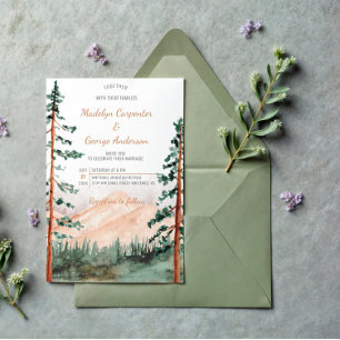 Rustic Luxe Mountains Trees Landscape Wedding   Invitation