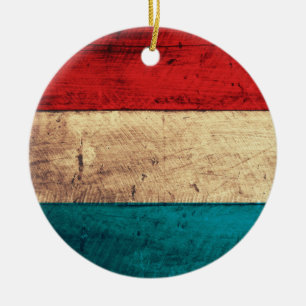 Rustic Luxembourg Flag Ceramic Ornament