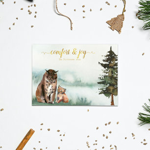 Rustic Lynx Family Christmas Holiday Card