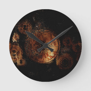 Rustic Machinery Gears - Steampunk Gears Round Clock