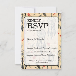 Rustic Macrame Boho Wedding Texture RSVP Card