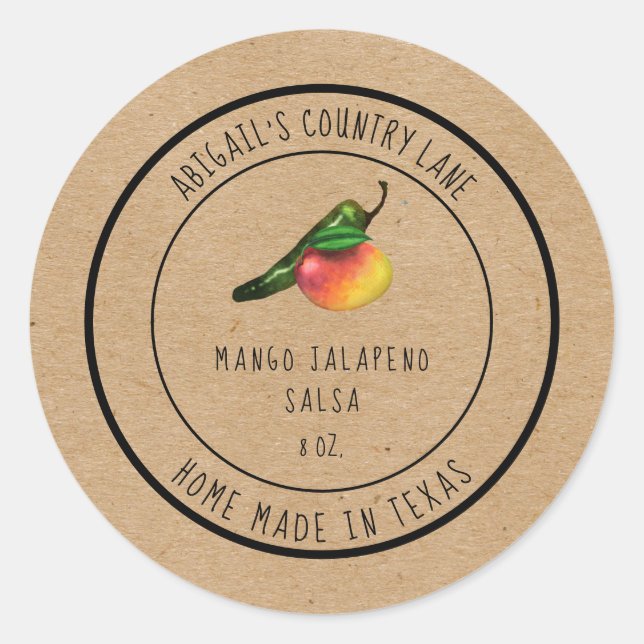 Rustic Made in Texas Mango Jalapeno Salsa Label (Front)