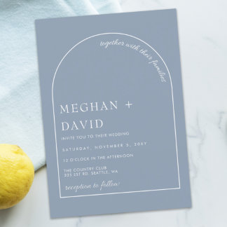 Rustic Magenta Modern Arch Wedding  Invitation