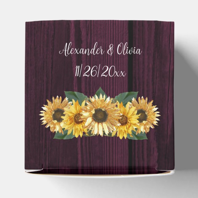 Rustic Magenta Sunflower Wedding Favour Box (Top)