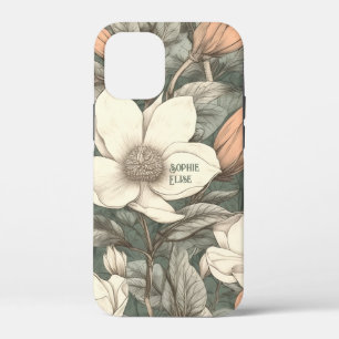 Rustic Magnolias Painted Name Floral Botanical iPhone 12 Mini Case