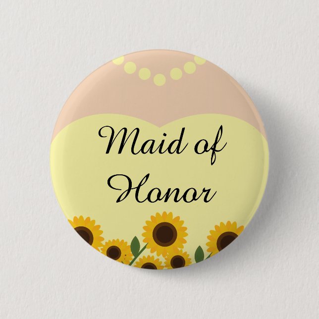 Rustic Maid of Honour Sunflowers Wedding Pin (Front)