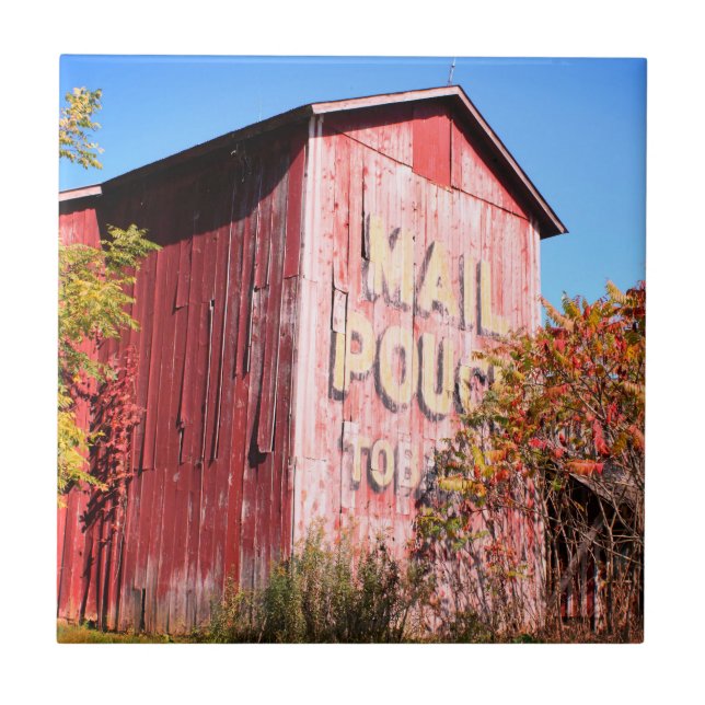 Rustic Mail Pouch Barn Ceramic Tile (Front)
