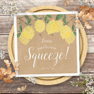 Rustic Main Squeeze Lemons Bridal Shower  Napkin