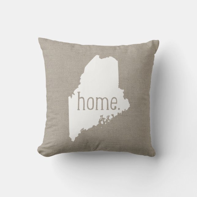 Rustic Maine Home State Throw Pillow (Front)