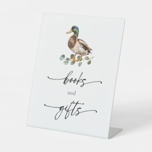 Rustic Mallard Duck Baby Shower Books & Gifts Sign