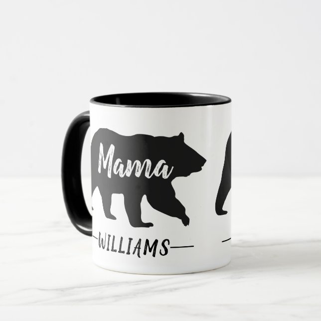Rustic Mama Bear Monogram Name Mug (Front Left)
