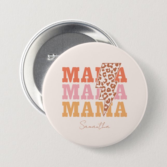 Rustic "Mama" Repeat 7.5 Cm Round Badge (Front & Back)