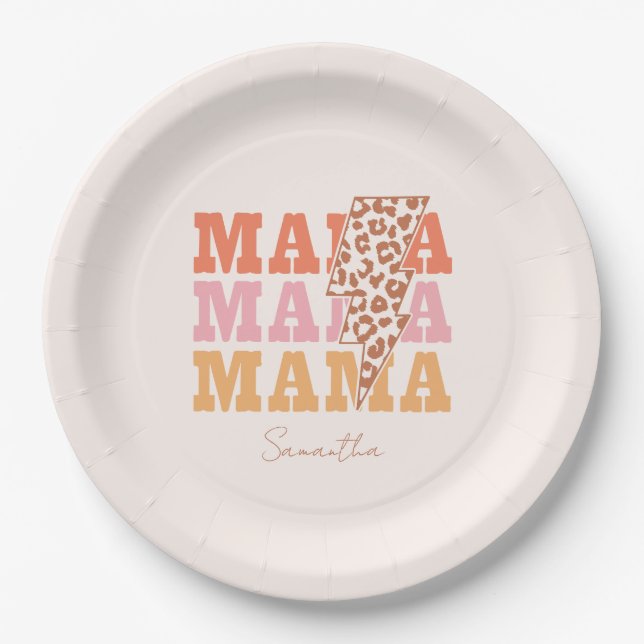 Rustic "Mama" Repeat Paper Plate (Front)