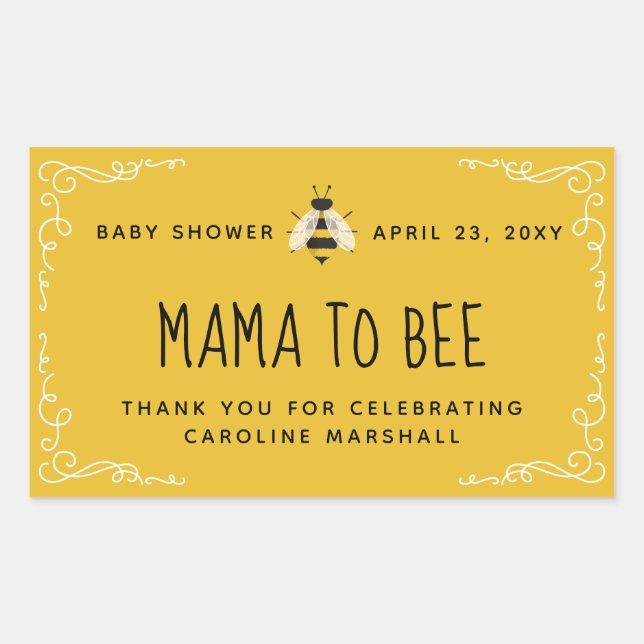 Rustic Mama to Bee Baby Shower Honey Favour Sticke Rectangular Sticker (Front)