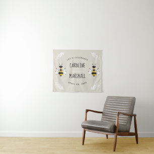 Rustic Mama to Bee Baby Shower Sign Tapestry