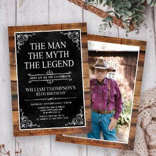 Rustic Man Myth Legend Photo 85th Birthday Invitation