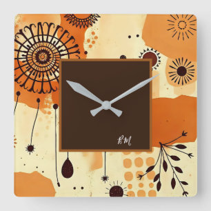 Rustic Mandala Floral Chic Autumn Square Wall Clock