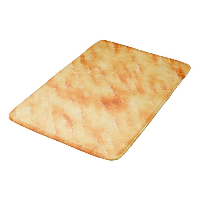 Rustic mango yellow like textured painting bath mat (Angled)