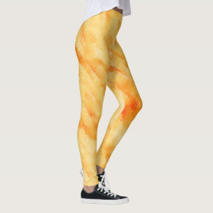 Rustic mango yellow like textured painting leggings