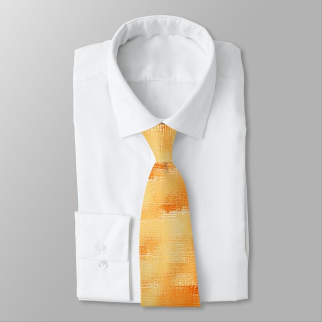 Rustic mango yellow like textured painting tie (Tied)