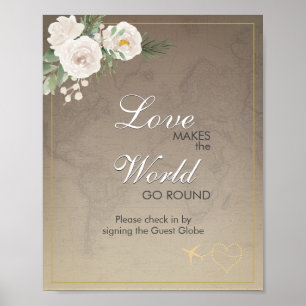 Rustic Map Bridal Shower Travel party Sign in