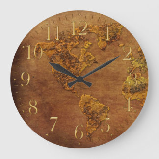 Rustic Map of the American Continent Clock