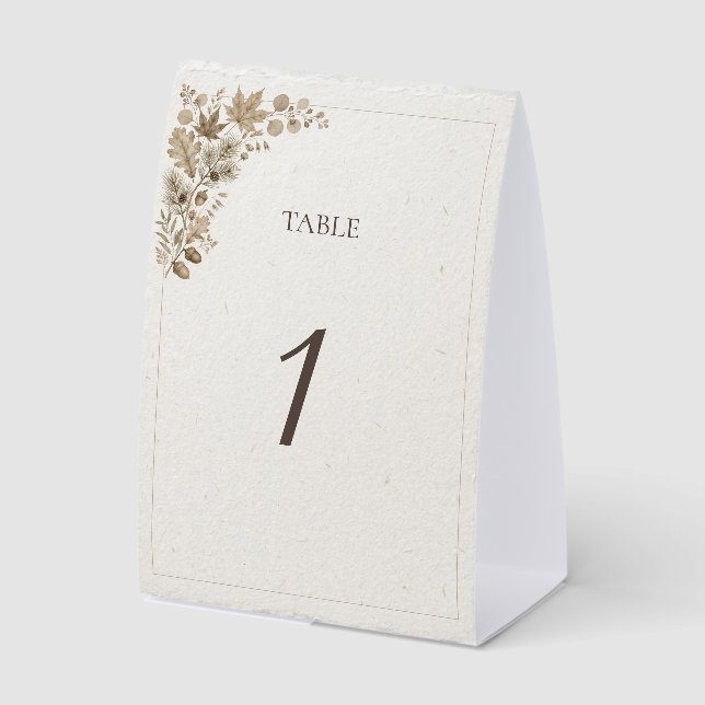 Rustic Maple Acorn Table Number 1 Card (Front)