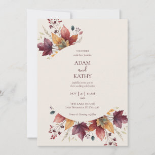 Rustic Maple Leaf Arch Autumn Wedding Invitation