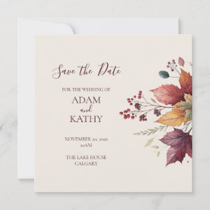 Rustic Maple Leaf Fall Wedding Save the Date Card