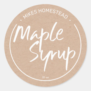 Rustic Maple Syrup Label White Kraft