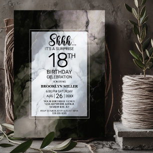 Rustic Marble Surprise 18th Birthday Party Invitation