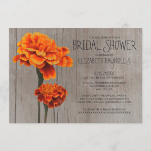 Rustic Marigolds Bridal Shower Invitations