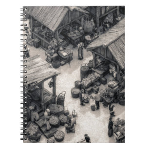 Rustic Market Sketch Sepia Notebook
