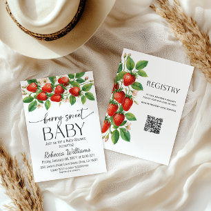 Rustic Market Strawberry Berry Sweet Baby Shower Invitation