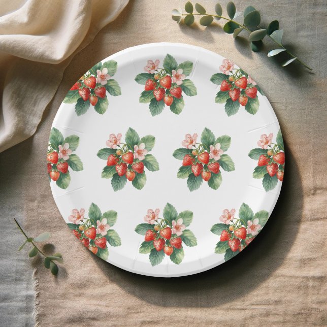 Rustic  Market Strawberry Berry Sweet Baby Shower Paper Plate (Creator Uploaded)