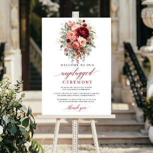 Rustic Maroon Autumn Floral Unplugged Ceremony Poster