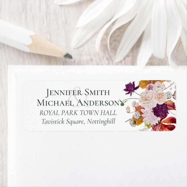 Rustic Maroon Ginger Blush Wedding Return Address Label (Insitu)