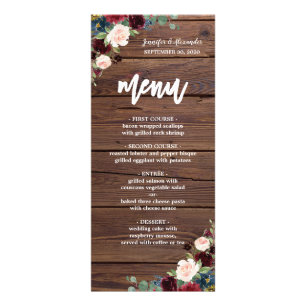 Rustic Marsala Burgundy Floral Wedding Menu