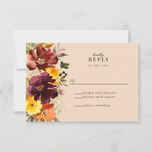 Rustic Marsala Burnt Orange Fall Wreath RSVP Card