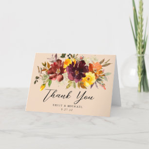 Rustic Marsala Burnt Orange Fall Wreath Thank You Card