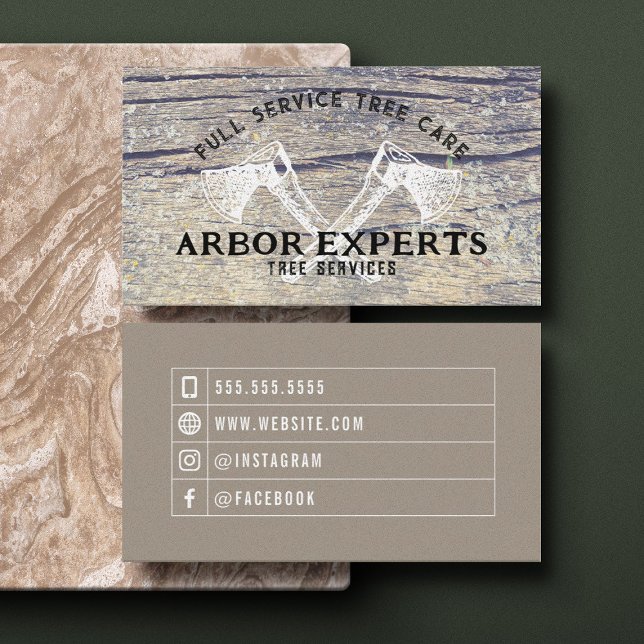 Rustic Masculine Tree Axes Wood Arbor Business Card (Rustic Masculine Tree Axes Wood Arbor Business Card)