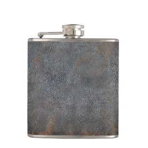 Rustic Masculine Worn Brown Leather Look Hip Flask