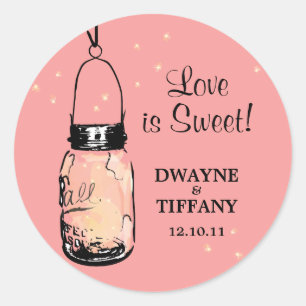 Rustic Mason Jar and Fireflies Classic Round Sticker
