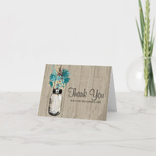 Rustic Mason Jar and Wildflowers Thank You Card